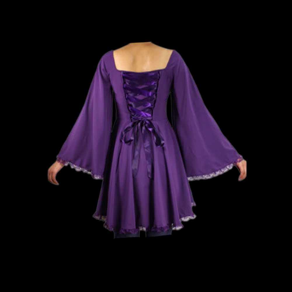 Size 26 Purple Bustier Top with Long Bell Sleeves